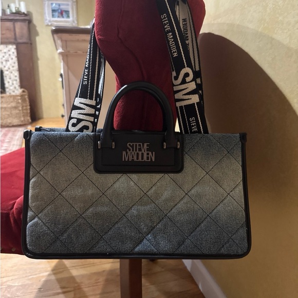 Steve Madden Black and Gray Quilted Tote - Picture 2 of 5